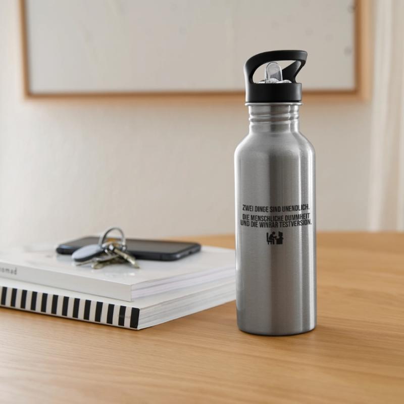 Die WinRAR Testversion Trinkflasche mit integriertem Trinkhalm