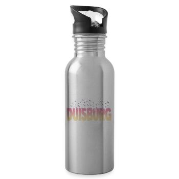 Duisburg Deutschland Stadt Schrift Vögel Skyline - Trinkflasche mit integriertem Trinkhalm - Lightsilver - Rechts