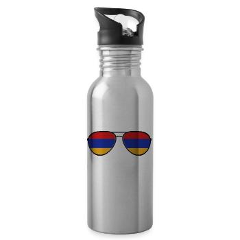 Armenia Armenia Sunglasses Armenian Flag Flag - Water bottle with straw - silver - Right