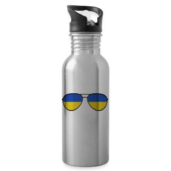 Ukraine Ukraina Slava Ukraine Sunglasses Flag - Water bottle with straw - silver - Right