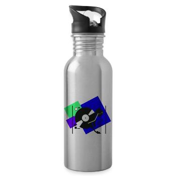 colorful turntables4 - Water bottle with straw - silver - Right