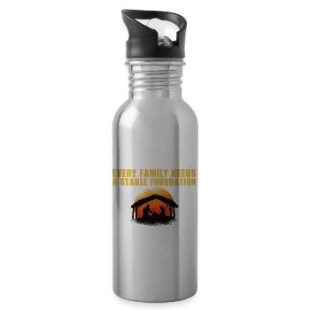 Every Family Needs A Stable Foundation - Trinkflasche mit integriertem Trinkhalm - Lightsilver - Rechts
