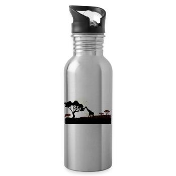 Safari Zoo Animals Wildlife - Water bottle with straw - silver - Right