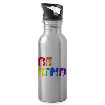 Be Kind Deaf Pride - Trinkflasche mit integriertem Trinkhalm - Lightsilver - Rechts