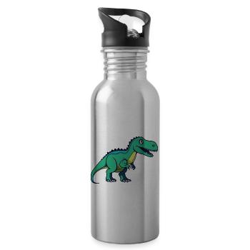 Dinosaur / Animal / Prehistoric / Reptile / Boys - Water bottle with straw - silver - Right