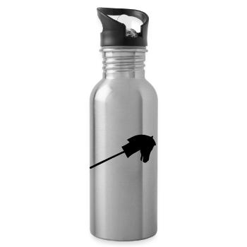 Steckenpferd in weiß - Trinkflasche mit integriertem Trinkhalm - Lightsilver - Rechts