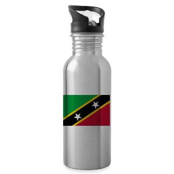 Saint Kitts and Nevis - Water bottle with straw - silver - Right