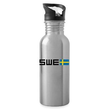 Schweden - Trinkflasche mit integriertem Trinkhalm - Lightsilver - Rechts