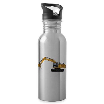 Bagger Baggerfahrer Baustelle - Trinkflasche mit integriertem Trinkhalm - Lightsilver - Rechts