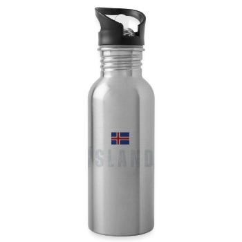 Icelandic flag, Icelandic patriot - Water bottle with straw - silver - Right