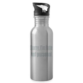 Entschuldigung, dass ich zu spät bin. Nicht persönlich, ADHS, neurodivergent. - Trinkflasche mit integriertem Trinkhalm - Lightsilver - Rechts