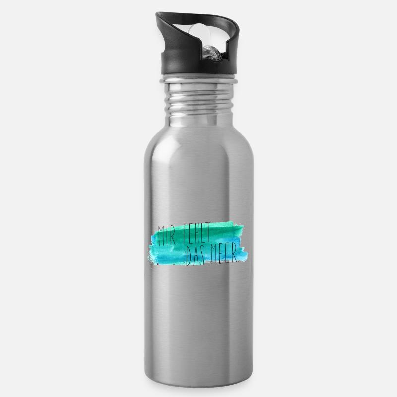 Mir fehlt das Meer. - Trinkflasche mit integriertem Trinkhalm - Lightsilver