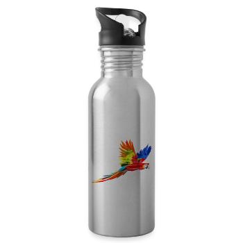 Papagei geometrischen Stil Bunte Farben - Trinkflasche mit integriertem Trinkhalm - Lightsilver - Rechts