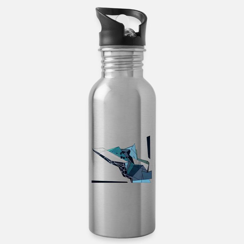 Intergalaktischer Brutalismus #2 - Trinkflasche mit integriertem Trinkhalm - Lightsilver