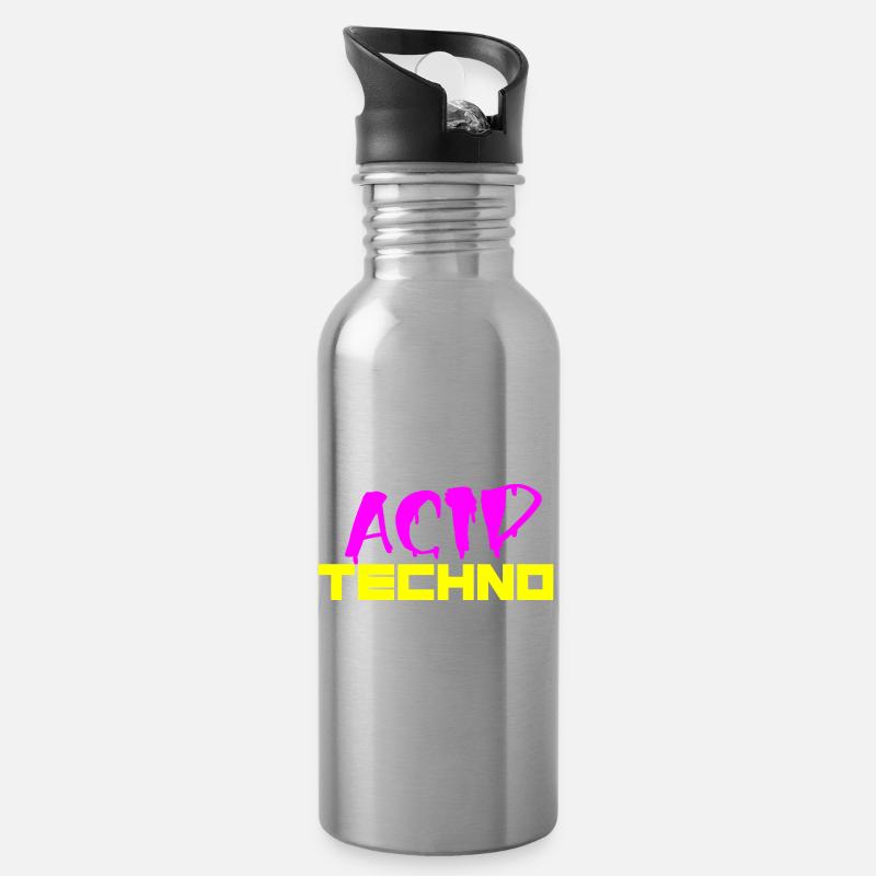 acid techno - Water bottle with straw - silver
