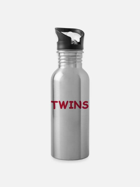 Zwillinge - Trinkflasche mit integriertem Trinkhalm -