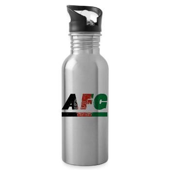 Afghanistan flag flag AFG - Water bottle with straw - silver - Right