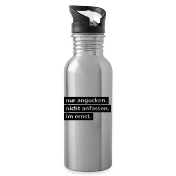 Nur angucken. Nicht anfassen. - Trinkflasche mit integriertem Trinkhalm - Lightsilver - Rechts