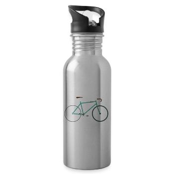 Un vélo de course rapide en vert, rétro, vintage - Gourde avec paille intégrée - argent clair - Droite