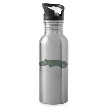 Crocodile - Gourde avec paille intégrée - argent clair - Droite