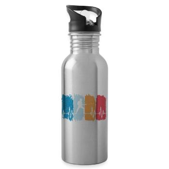 Fechten Herzrhythmus Fechter Geschenke 2021 - Trinkflasche mit integriertem Trinkhalm - Lightsilver - Rechts