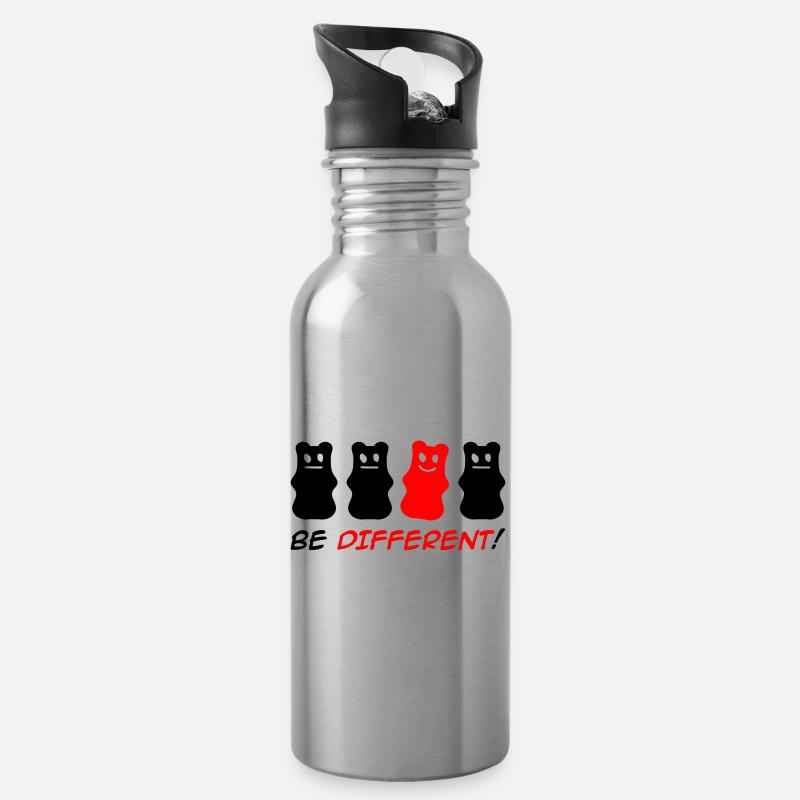 Be Different! - Trinkflasche mit integriertem Trinkhalm - Lightsilver