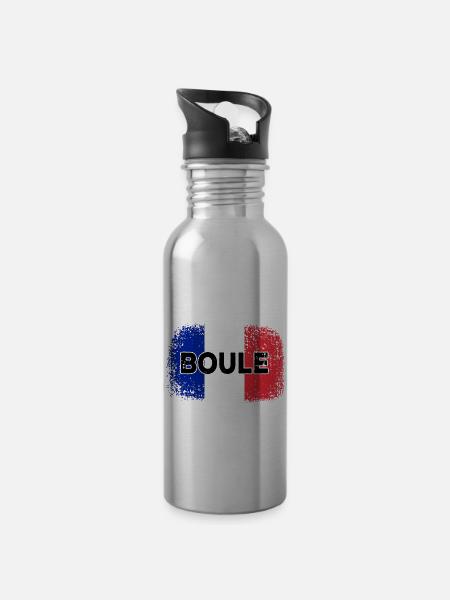 Boule Französische Fahne Pètanque Spieler - Trinkflasche mit integriertem Trinkhalm - Lightsilver