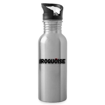 Iroquois with Red Crest of Punk - Water bottle with straw - silver - Right