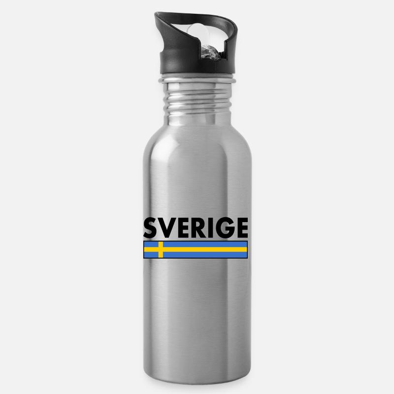 Sverige - Gourde avec paille intégrée - argent clair