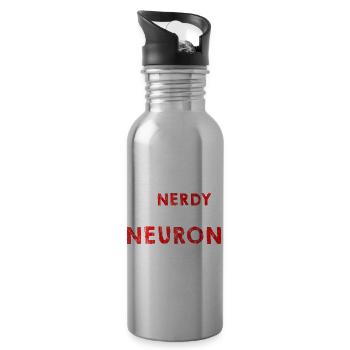 Me Nerdy, I Think Neuron To Something 3 - Water bottle with straw - silver - Right