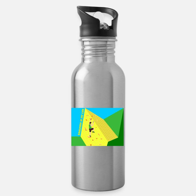 Climbing, Bouldering, Sport Climbing, Climbing Wall, Top - Water bottle with straw - silver