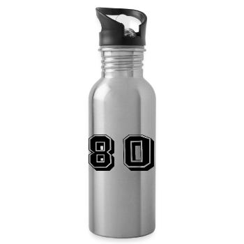 80 YEARS. 80th ANNIVERSARY. ANNIVERSARY 80 YEARS. 80 - Water bottle with straw - silver - Right