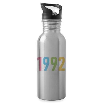 Année 1992, 30 ans, cadeau de 30e anniversaire - Gourde avec paille intégrée - argent clair - Droite