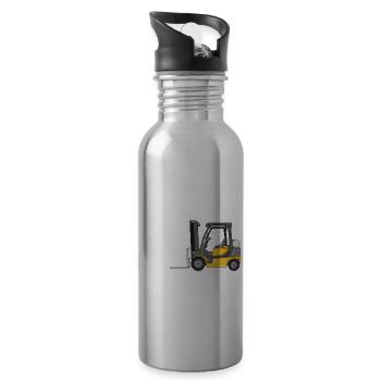 Gabelstaplerbediener und Gabelstaplerfahrer - Trinkflasche mit integriertem Trinkhalm - Lightsilver - Rechts