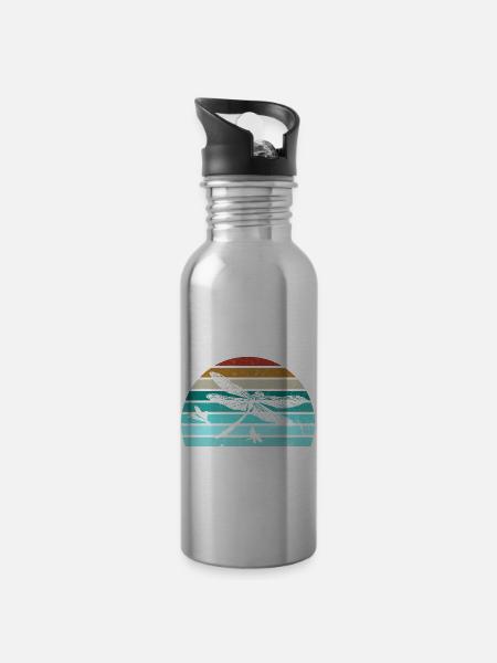 Libellenlibelle Libellen Entomologie - Trinkflasche mit integriertem Trinkhalm - Lightsilver
