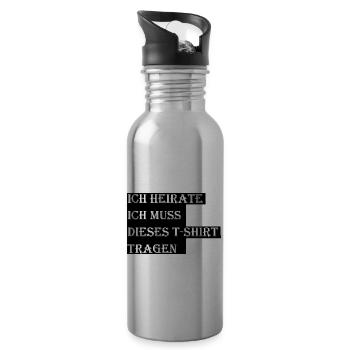 Ich heirate Hochzeit JGA Geschenk Geschenkidee - Trinkflasche mit integriertem Trinkhalm - Lightsilver - Rechts
