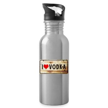 I love vodka vintage sign - Water bottle with straw - silver - Right
