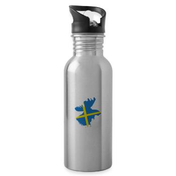 Suède Sverige Suédois - Gourde avec paille intégrée - argent clair - Droite