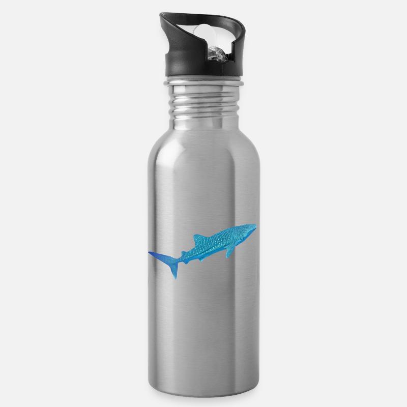 Walhai - Trinkflasche mit integriertem Trinkhalm - Lightsilver