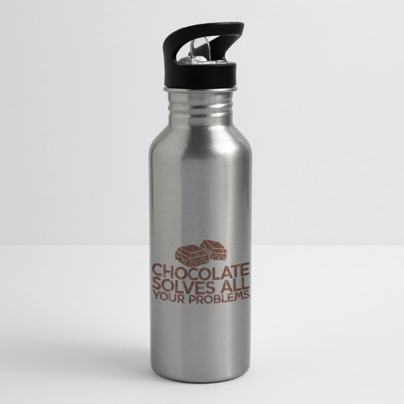 Chocolate Solves All Your Problems 3 Water bottle with straw