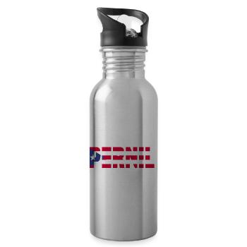 Puerto Rico | Puerto Ricaner Flagge Geschenkideen - Trinkflasche mit integriertem Trinkhalm - Lightsilver - Rechts