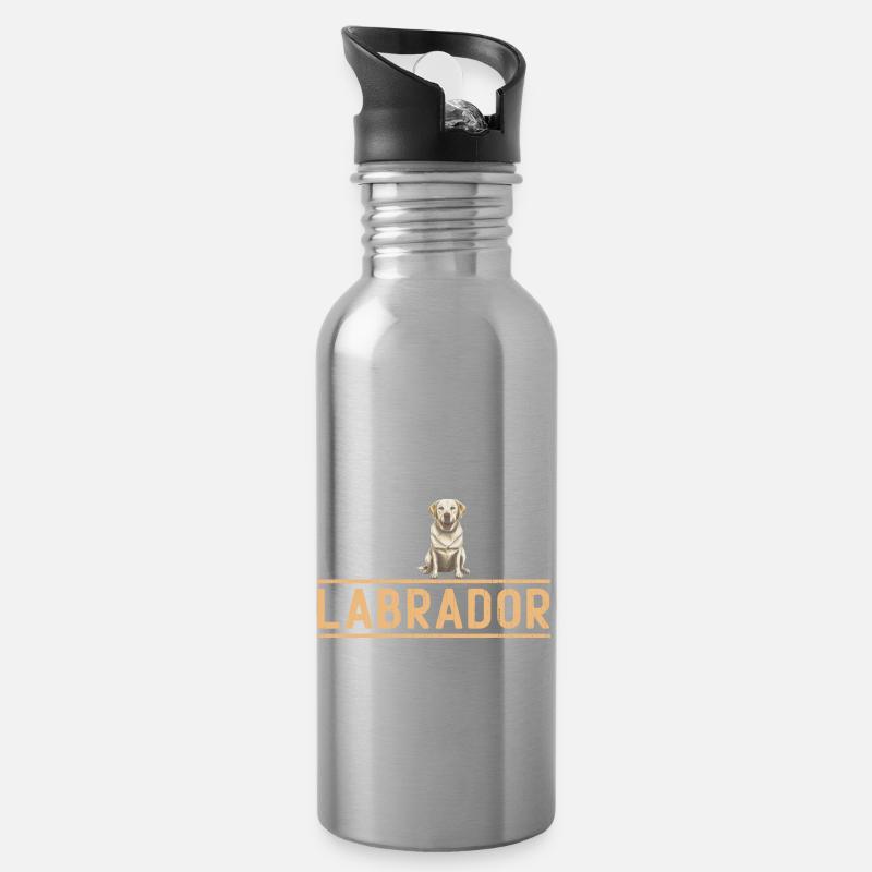 Équipe Labrador Équipe chien Labrador Motif - Gourde avec paille intégrée - argent clair