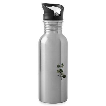 Nummer 31 Blumengrün - 31. Blumengeburtstag - Trinkflasche mit integriertem Trinkhalm - Lightsilver - Rechts