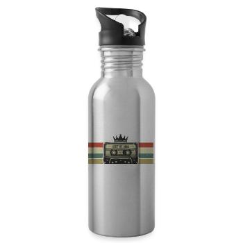 1998 Kassette - Geboren 1998 Geburtstagsgeschenk - Trinkflasche mit integriertem Trinkhalm - Lightsilver - Rechts