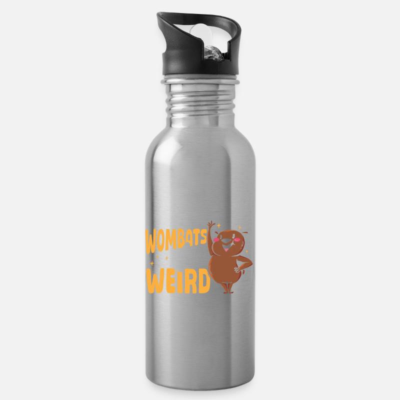 Wombats sind komische Wombat-Merch - Trinkflasche mit integriertem Trinkhalm - Lightsilver