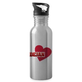 First name Dejan - Water bottle with straw - silver - Right