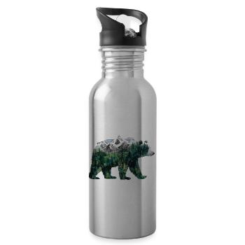 Wald Bär Natur Wildlife Kunst Berg Tier - Trinkflasche mit integriertem Trinkhalm - Lightsilver - Rechts