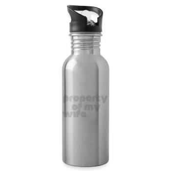 Propriété de ma femme - Gourde avec paille intégrée - argent clair - Droite