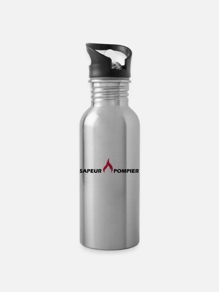 sapeur-pompier - Gourde avec paille intégrée - argent clair