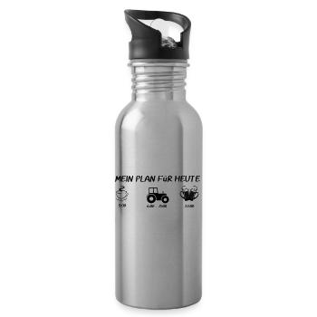 Mein Plan für Heute Landwirt Traktor - Trinkflasche mit integriertem Trinkhalm - Lightsilver - Rechts